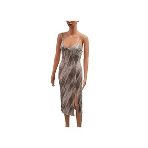 Forever 21 Brown and Cream Chemise with Spaghetti Straps